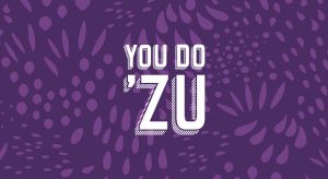 You Do 'Zu campaign graphic over an animal-print-like background texture