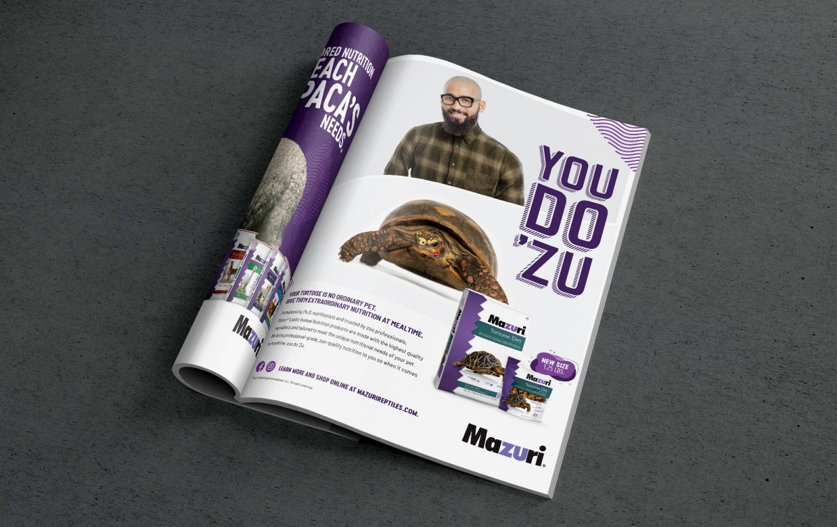Example print ad mocked-up in a magazine with the headline You Do 'Zu.