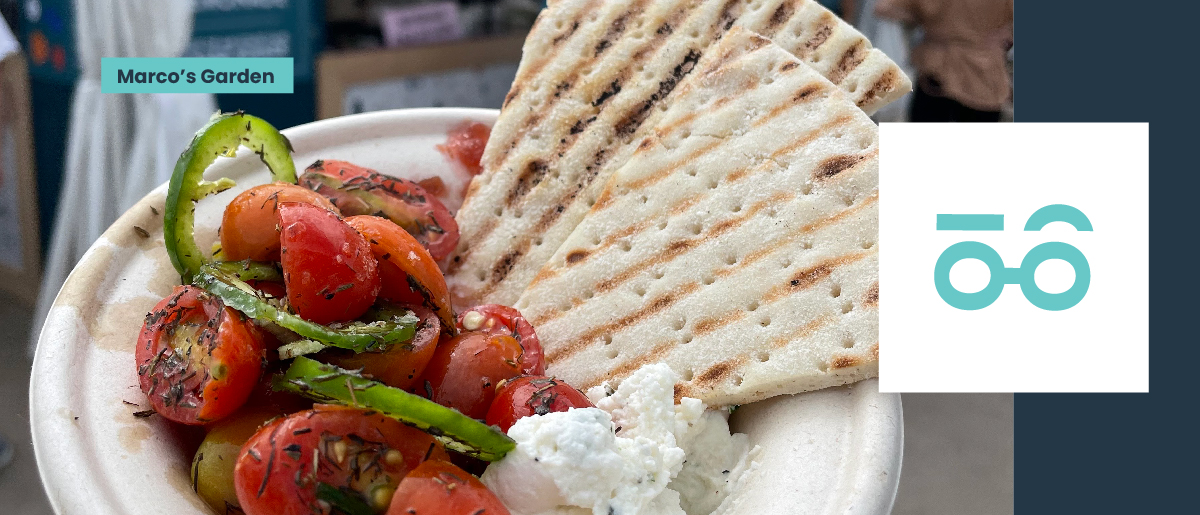 Marco's Garden dish with grilled flatbread, tomatoes, farmer cheese and jalapeño at the Minnesota State Fair.